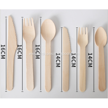 140mm Disposable flatware set wooden fork tableware